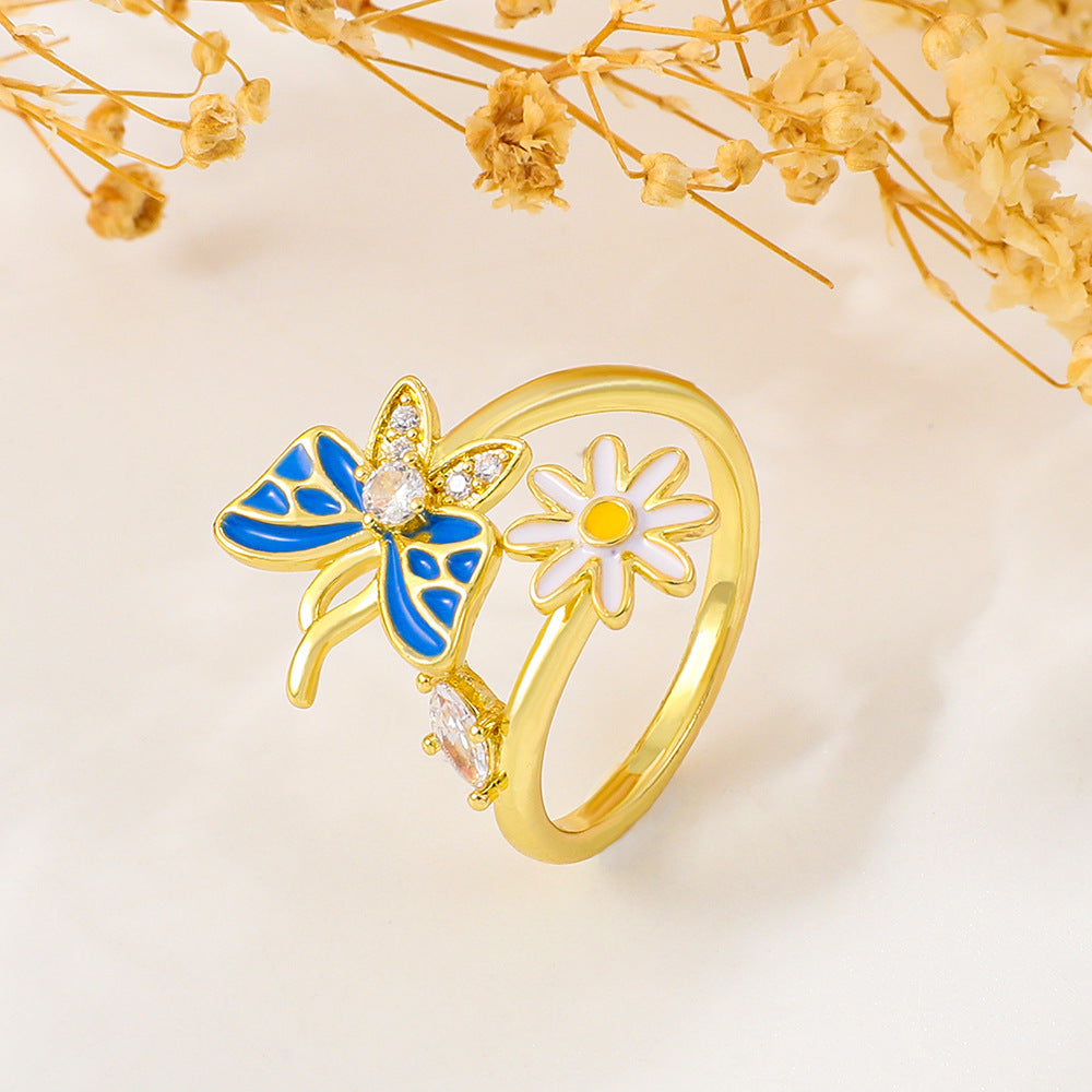 Wholesale Vintage Flower Butterfly Copper Rings